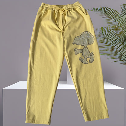 SNOOPY- PANTALON SPORTSWEAR JAUNE TAILLE 46/48 A 52 voir 54