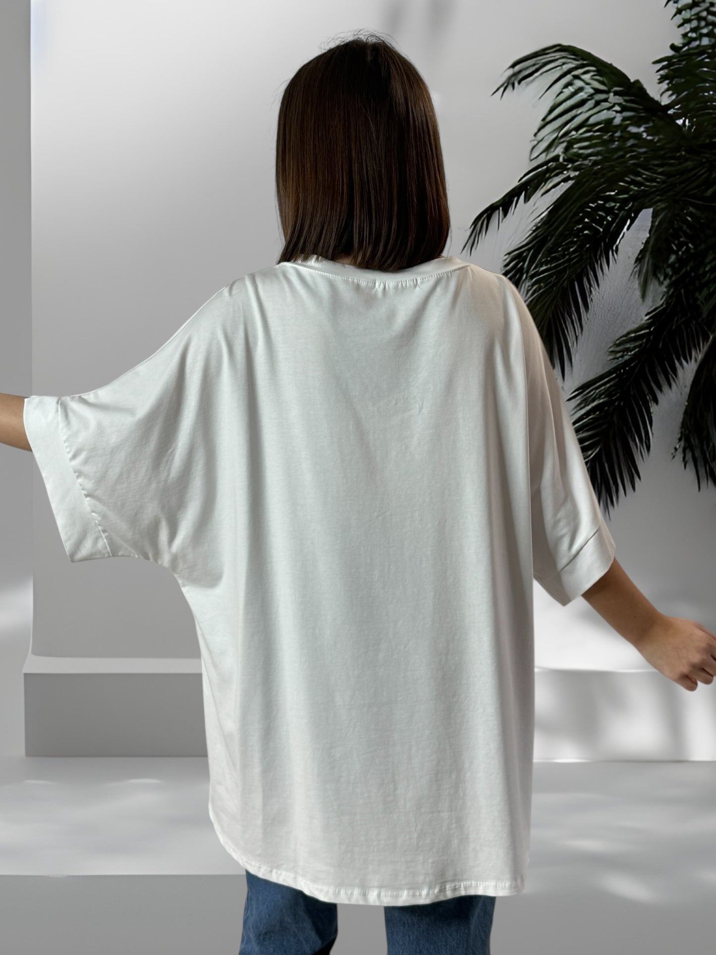 LUIZ - T-SHIRT BLANC EN COTON OVERSIZE JUSQU'A LA TAILLE 54