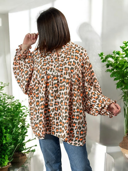 LAURA - BLOUSE OVERSIZE LEOPARD EN COULEUR EN COTON JUSQU'A LA TAILLE 54