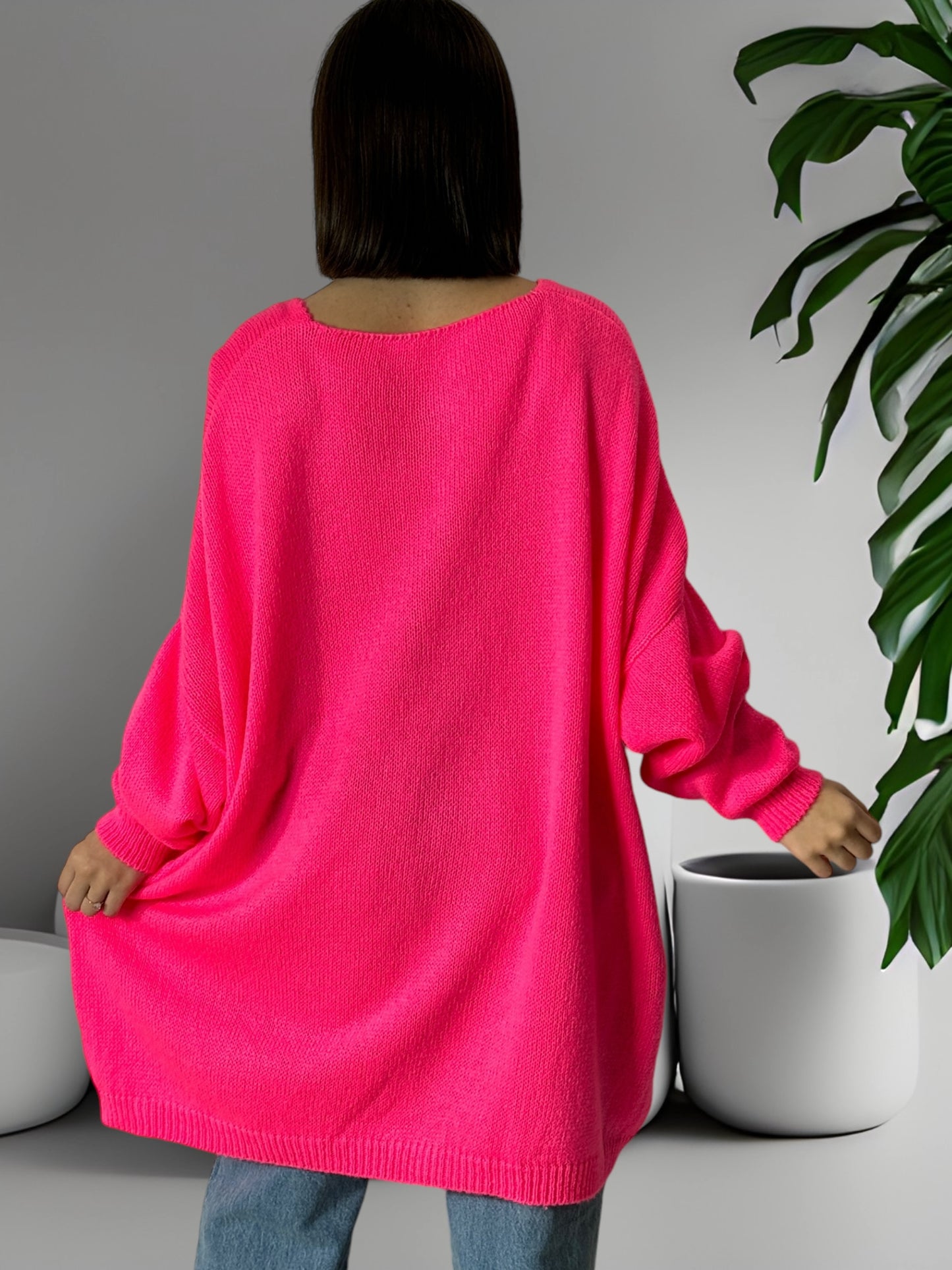 JE M'EN FOUS - PULL OVERSIZE FUCHSIA JUSQU'A LA TAILLE 56