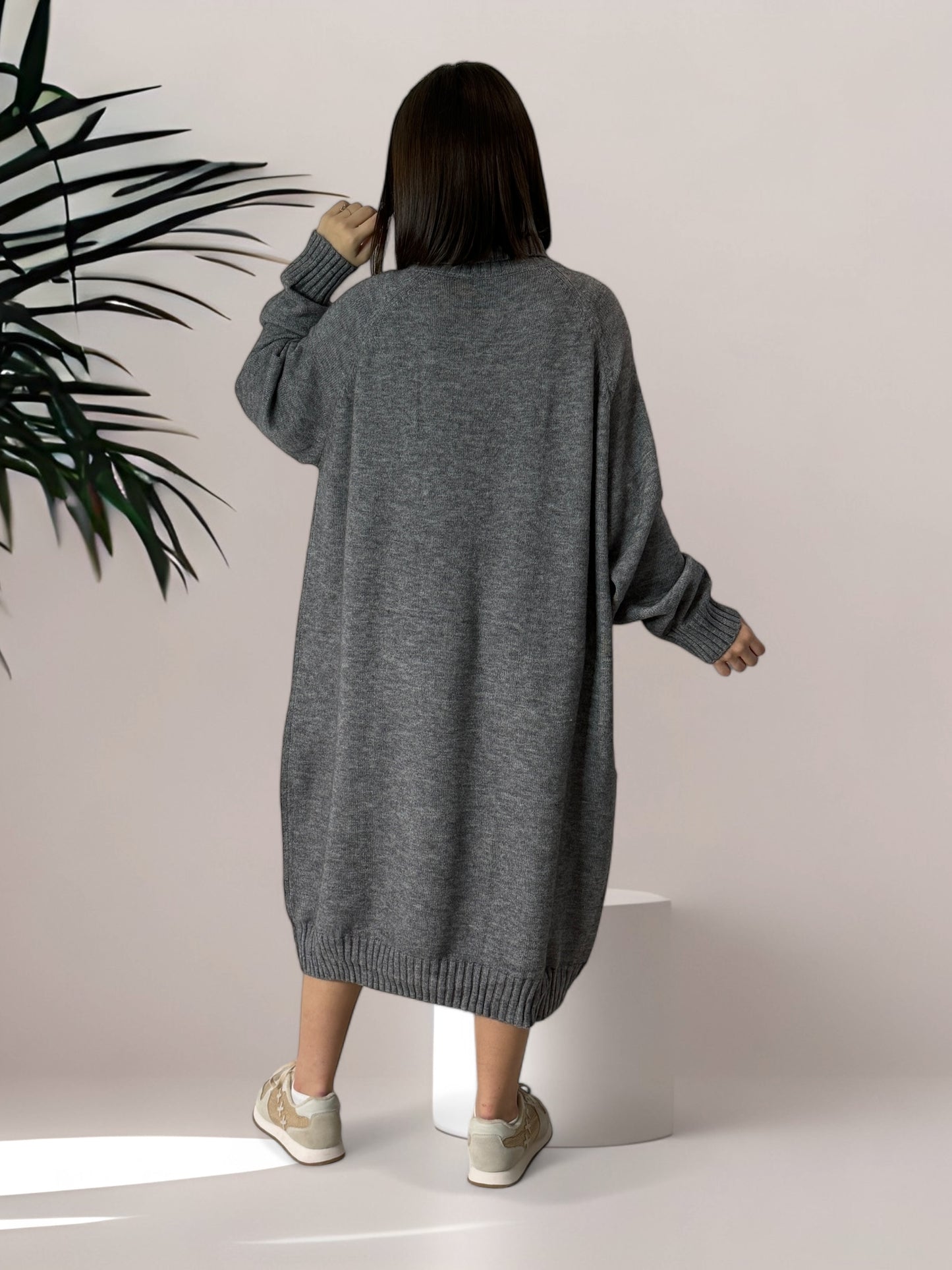 JADE - ROBE PULL OVERSIZE GRISE JUSQU'A LA TAILLE 52