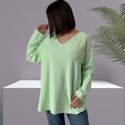 LARA - PULL OVERSIZE VERT JUSQU'A LA TAILLE 54