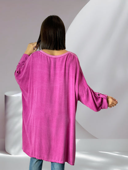 DANITO - TUNIQUE ROSE OVERSIZE FLUIDE JUSQU'A LA TAILLE 56