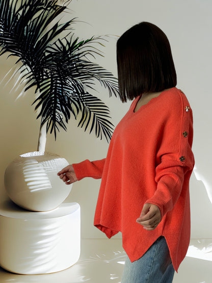 PENELOPE - PULL OVERSIZE ORANGE JUSQU'A LA TAILLE 50/52