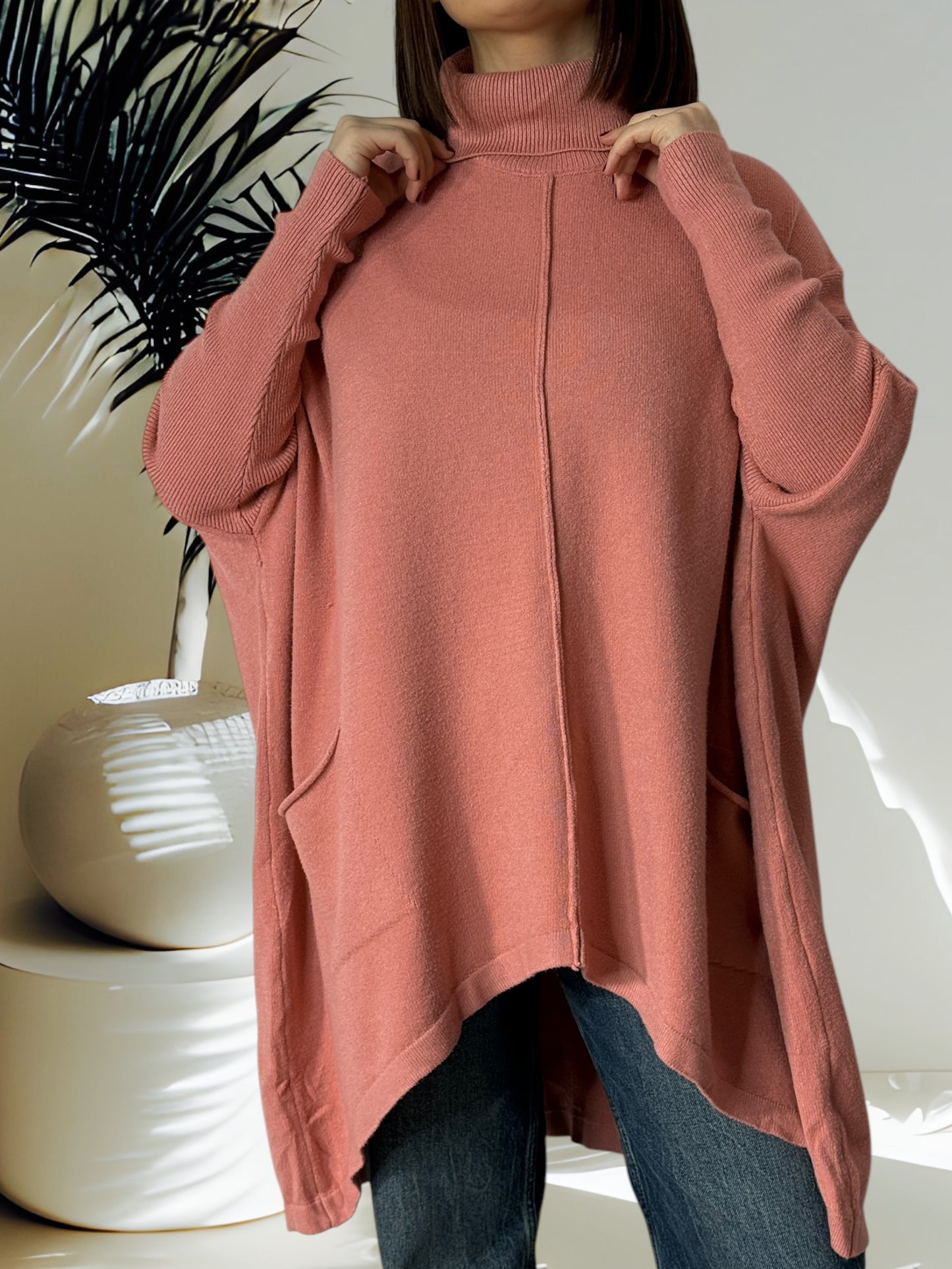 CEREZA - PULL OVERSIZE ROSE JUSQU'A LA TAILLE 60