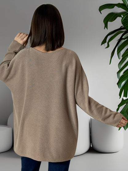 BONNY - PULL OVERSIZE TAUPE JUSQU'A LA TAILLE 54