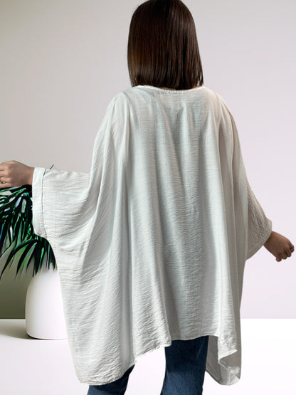 MORGANE - TUNIQUE OVERSIZE BLANCHE JUSQU'A LA TAILLE 58/60