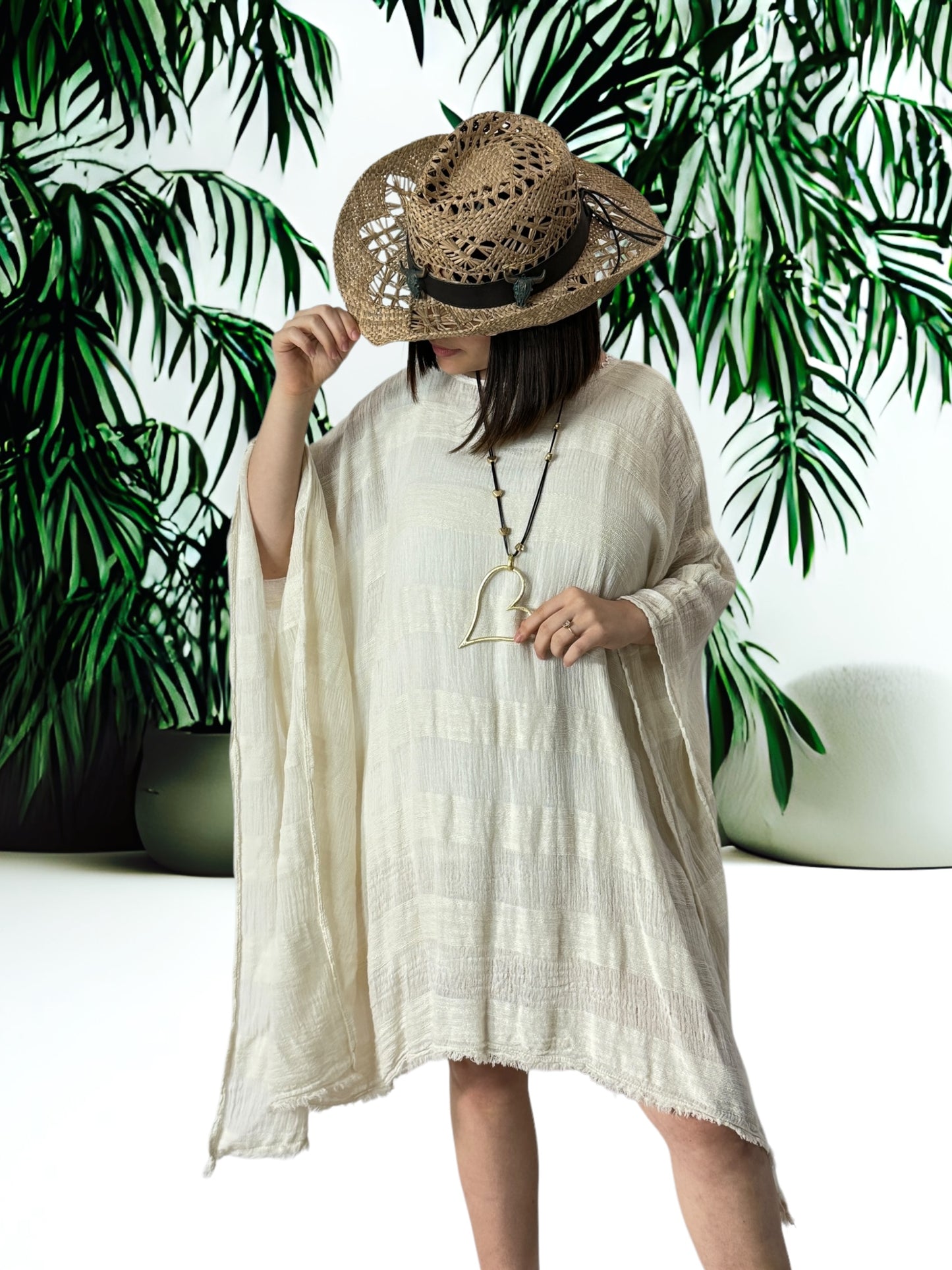 NINON - TUNIQUE OVERSIZE BLANC CASSE EN LIN ET COTON JUSQU'A LA TAILLE 54