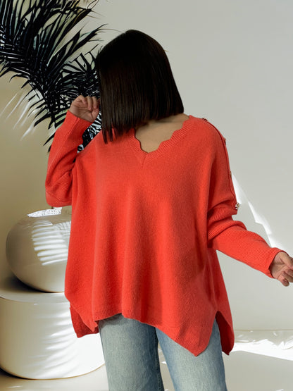 PENELOPE - PULL OVERSIZE ORANGE JUSQU'A LA TAILLE 50/52