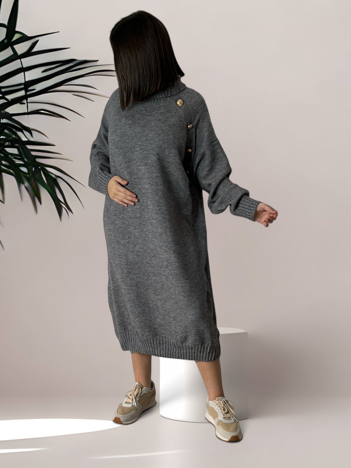 JADE - ROBE PULL OVERSIZE GRISE JUSQU'A LA TAILLE 52