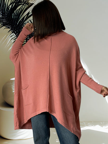 CEREZA - PULL OVERSIZE ROSE JUSQU'A LA TAILLE 60