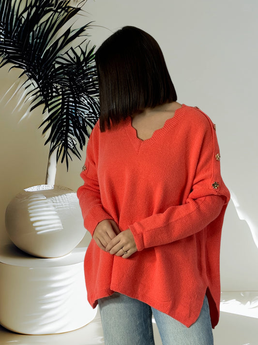 PENELOPE - PULL OVERSIZE ORANGE JUSQU'A LA TAILLE 50/52