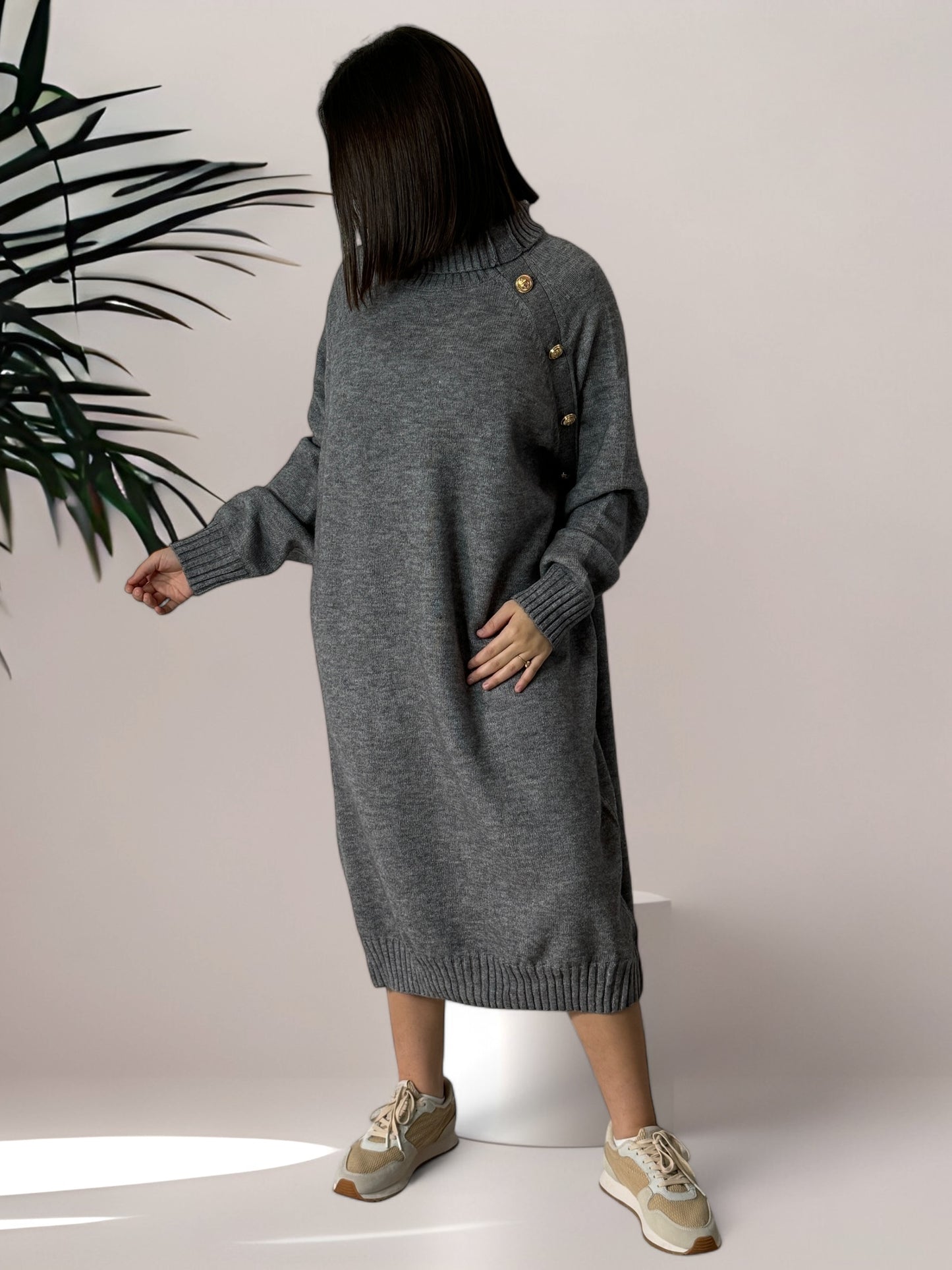 JADE - ROBE PULL OVERSIZE GRISE JUSQU'A LA TAILLE 52