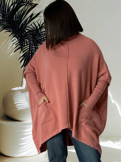 CEREZA - PULL OVERSIZE ROSE JUSQU'A LA TAILLE 60