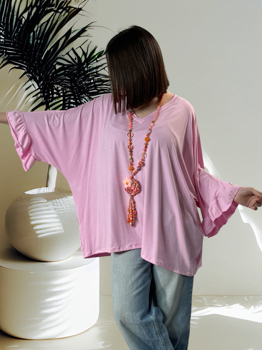 TINA - T-SHIRT OVERSIZE ROSE JUSQU'A LA TAILLE 60