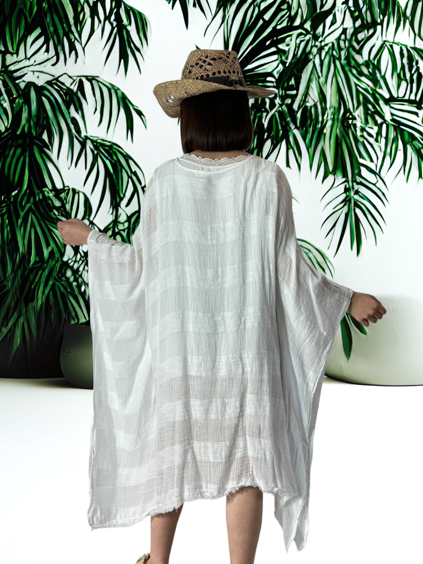 NINON - TUNIQUE OVERSIZE BLANCHE EN LIN ET COTON JUSQU'A LA TAILLE 54