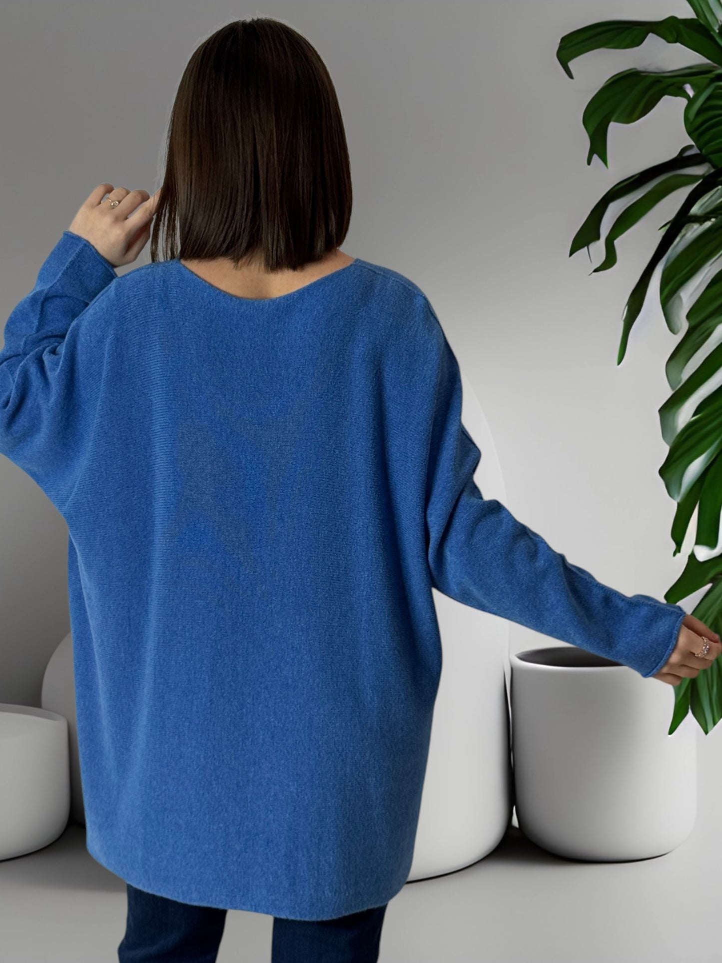 BONNY - PULL OVERSIZE BLEU JUSQU'A LA TAILLE 54