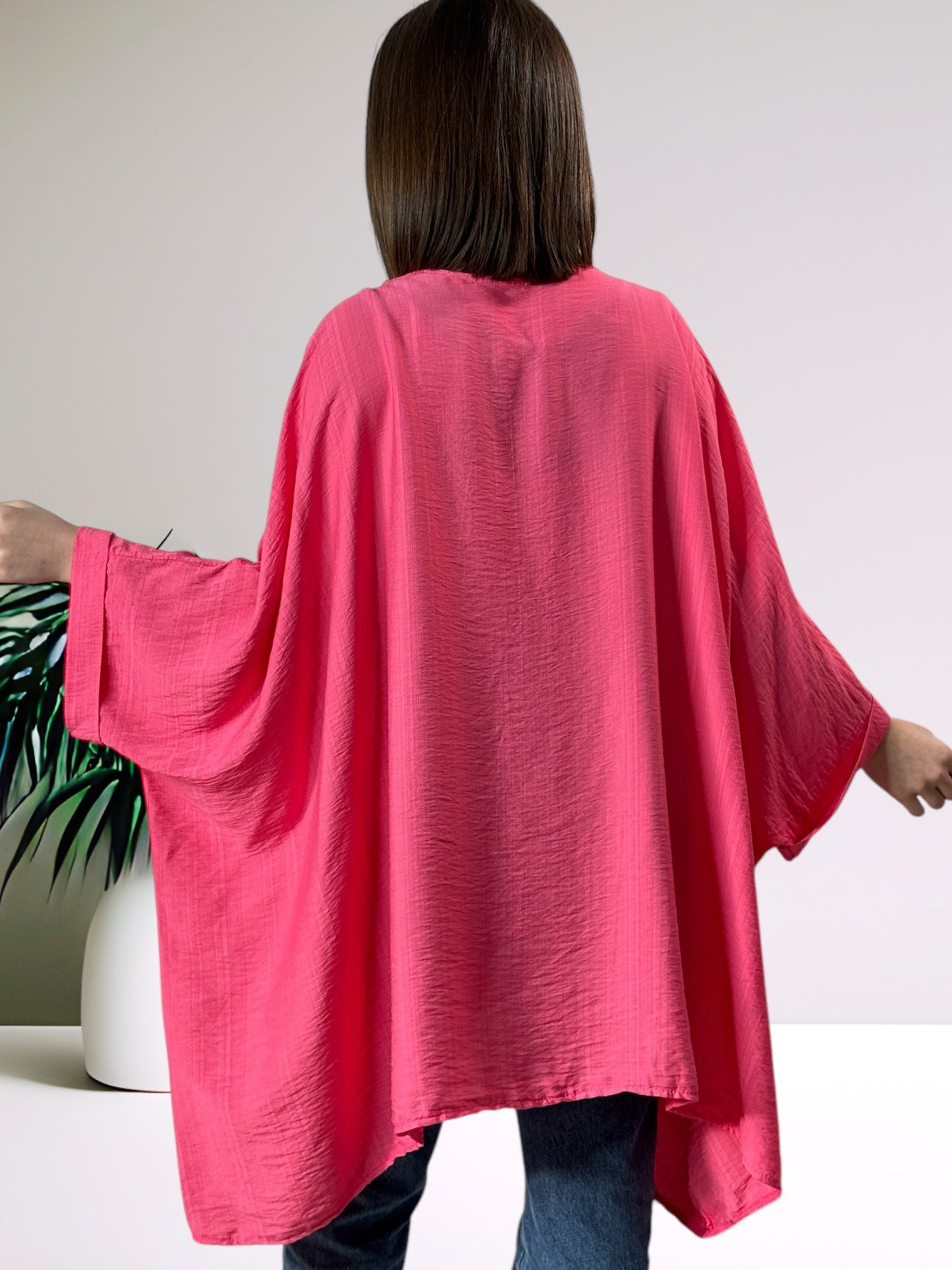 MORGANE - TUNIQUE OVERSIZE ROSE JUSQU'A LA TAILLE 58/60