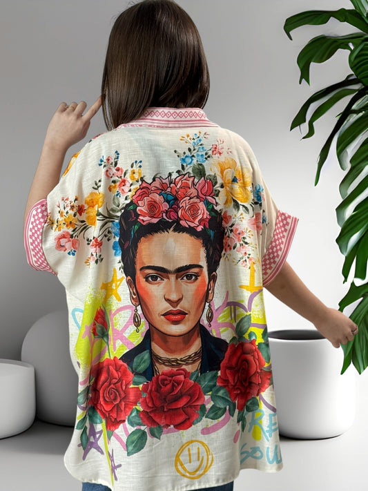 NATHY - CHEMISE OVERSIZE FRIDA KAHLO JUSQU'A LA TAILLE 56