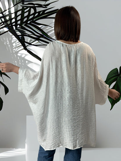 KATHY - TUNIQUE OVERSIZE BLANCHE JUSQU'A LA TAILLE 56