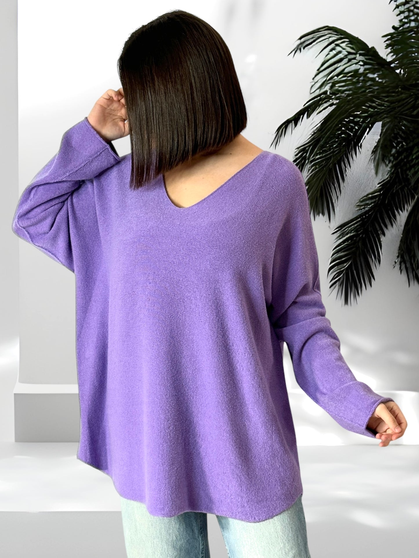 LARA - PULL OVERSIZE LILAS JUSQU'A LA TAILLE 54