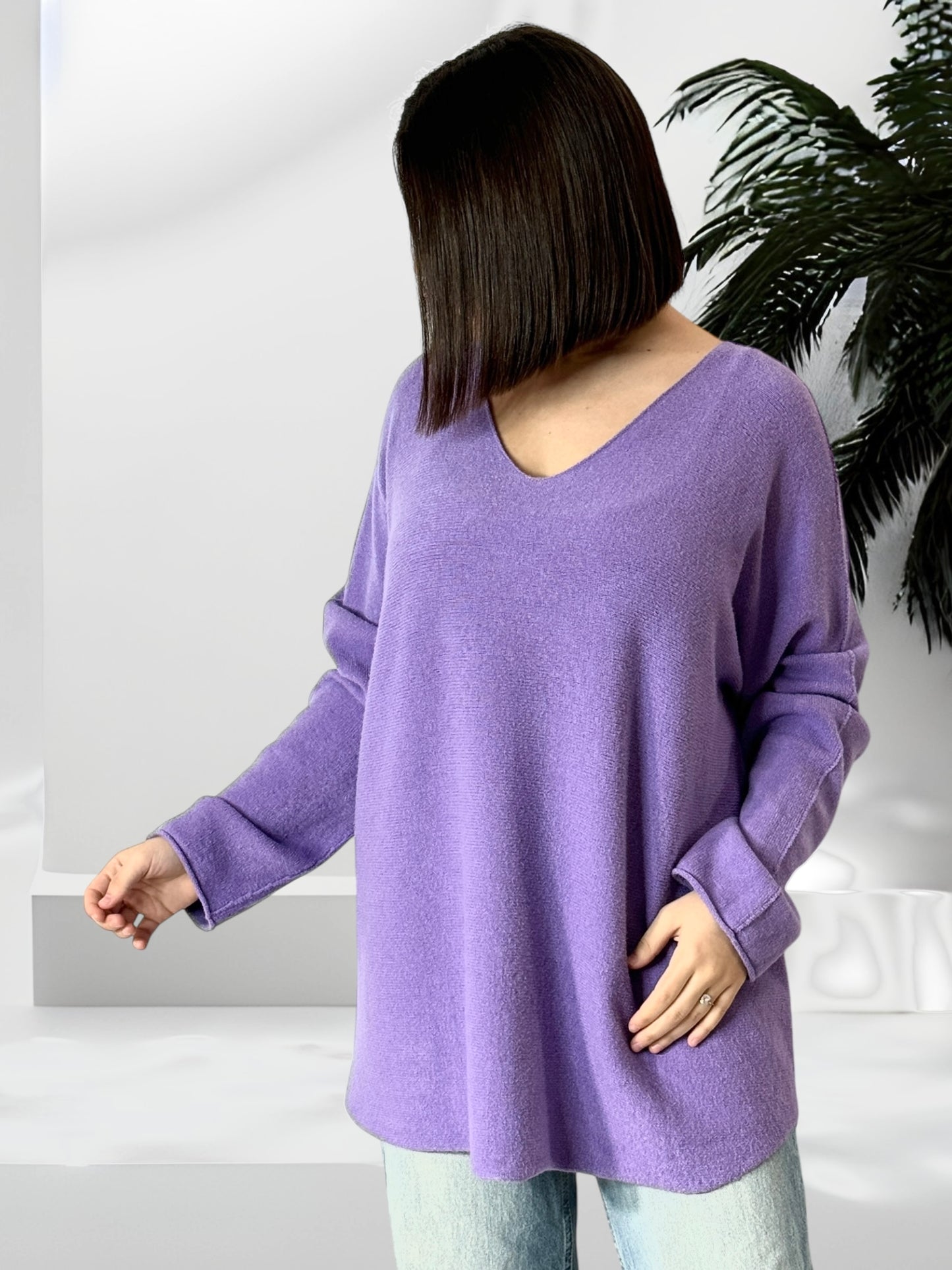 LARA - PULL OVERSIZE LILAS JUSQU'A LA TAILLE 54