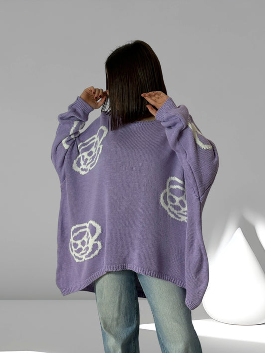 NANOU - PULL OVERSIZE LILAS JUSQU'A LA TAILLE 56