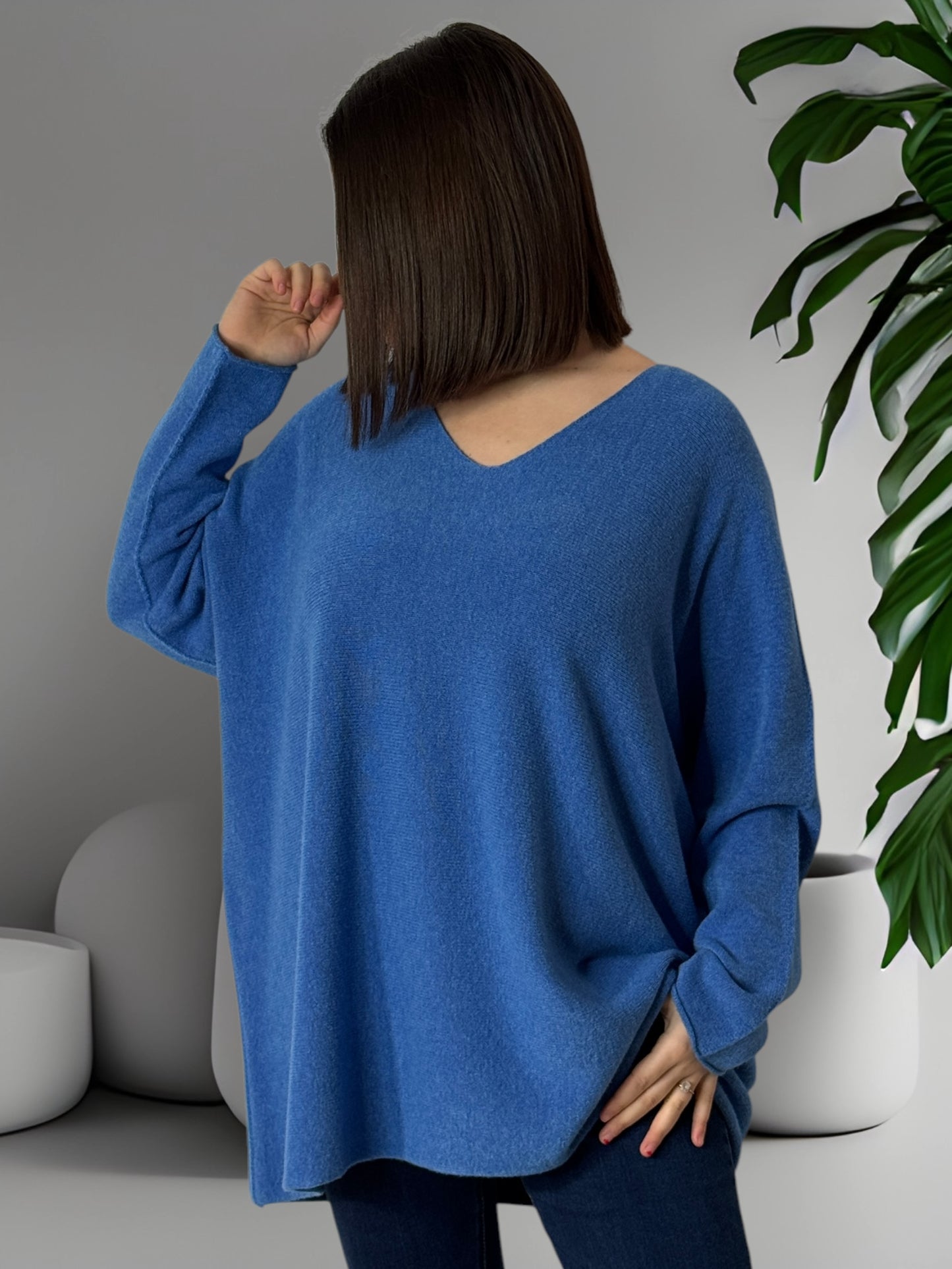 BONNY - PULL OVERSIZE BLEU JUSQU'A LA TAILLE 54