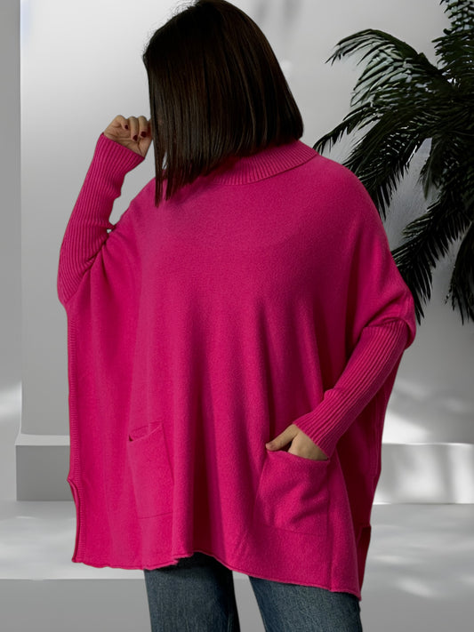 ANDY - PULL OVERSIZE FUCHSIA JUSQU'A LA TAILLE 60