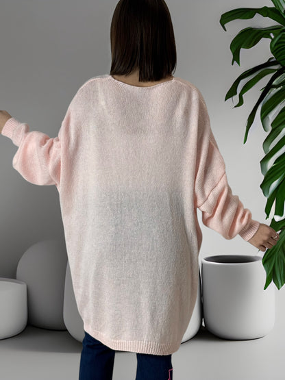 C'EST LA VIE - PULL OVERSIZE ROSE JUSQU'A LA TAILLE 56