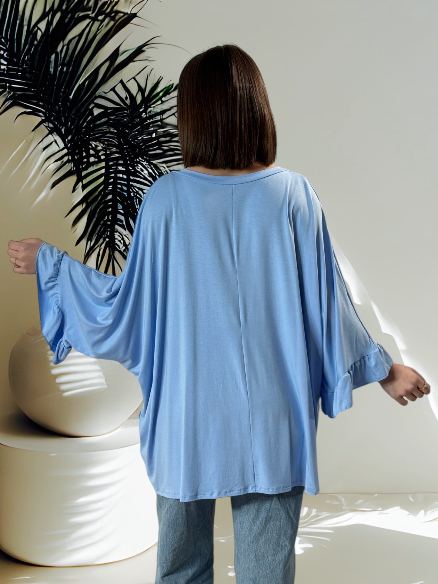 TINA - T-SHIRT OVERSIZE BLEU JUSQU'A LA TAILLE 60