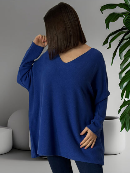 BONNY - PULL OVERSIZE BLEU JUSQU'A LA TAILLE 54