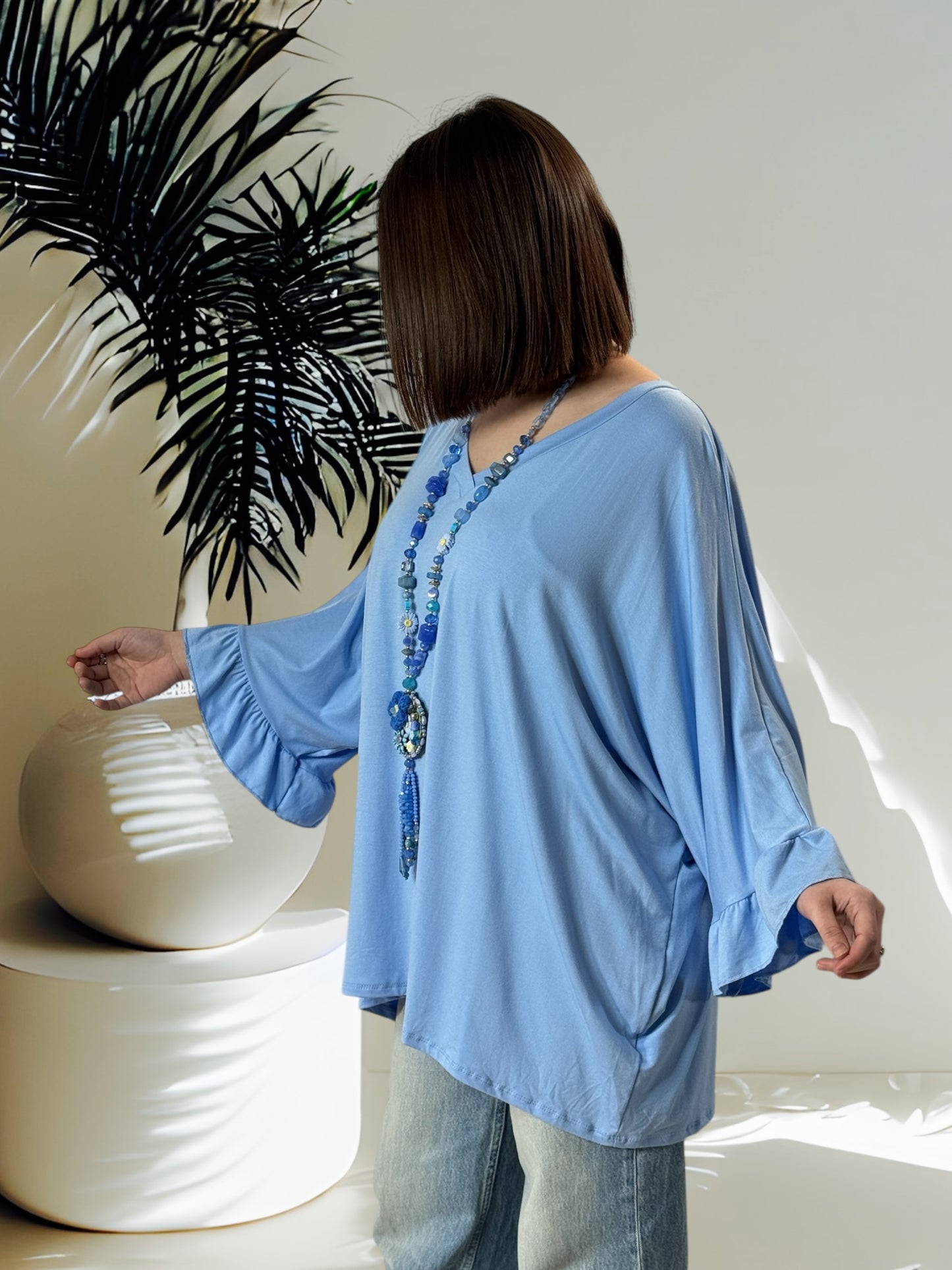 TINA - T-SHIRT OVERSIZE BLEU JUSQU'A LA TAILLE 60