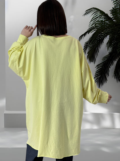 ROSANA - SWEAT OVERSIZE JAUNE JUSQU'A LA TAILLE 58/60