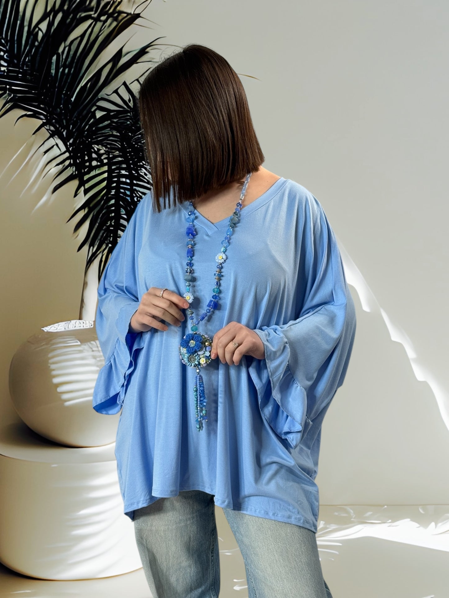 TINA - T-SHIRT OVERSIZE BLEU JUSQU'A LA TAILLE 60