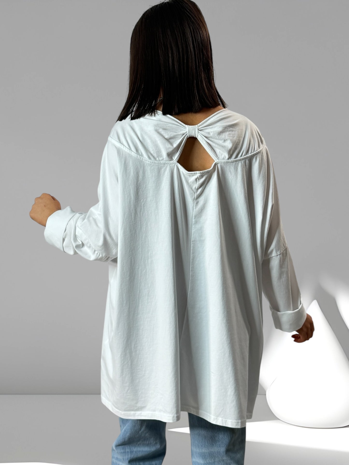 DELICE - T-SHIRT BLANC EN COTON OVERSIZE JUSQU'A LA TAILLE 52/54