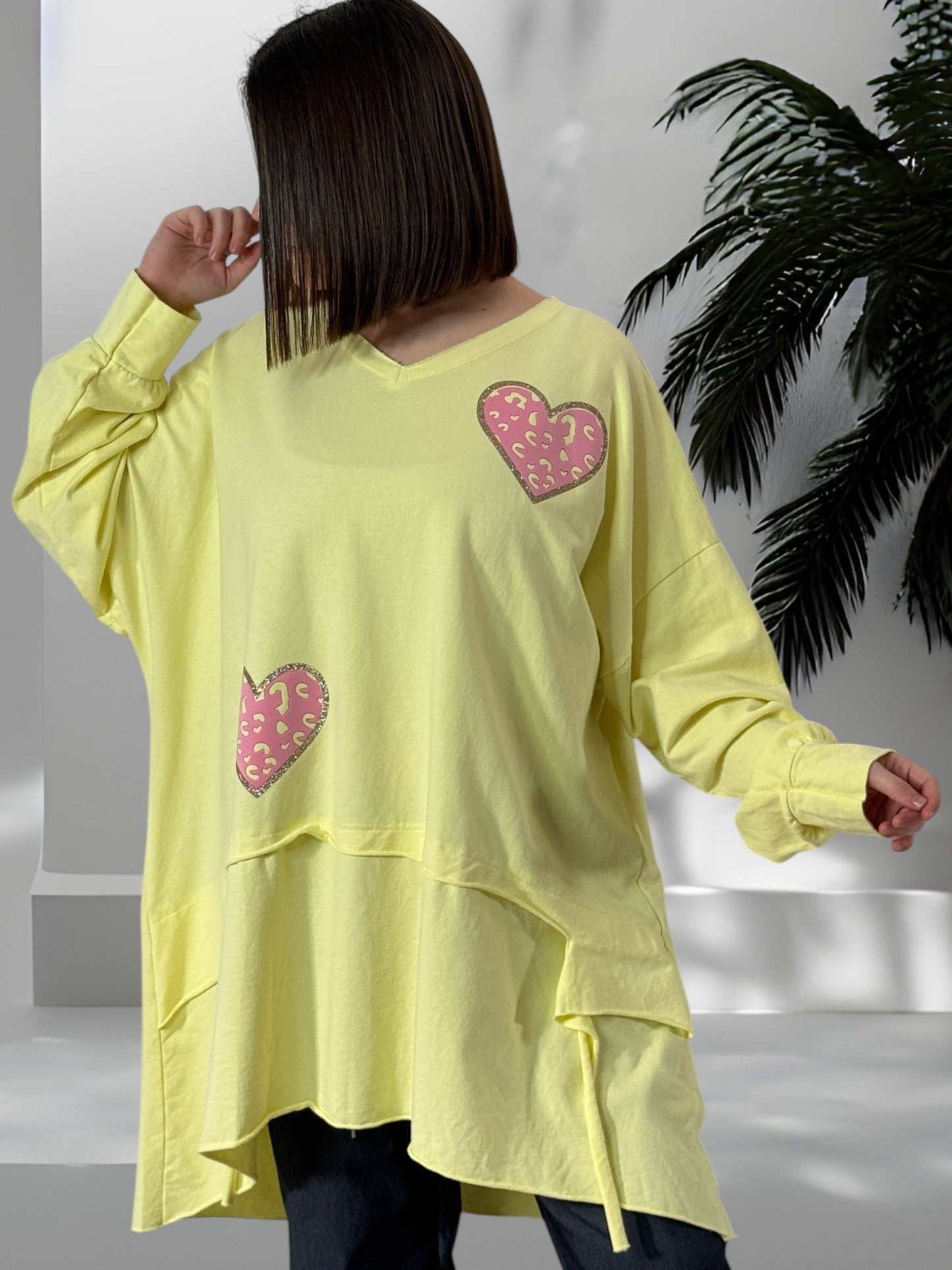 ROSANA - SWEAT OVERSIZE JAUNE JUSQU'A LA TAILLE 58/60