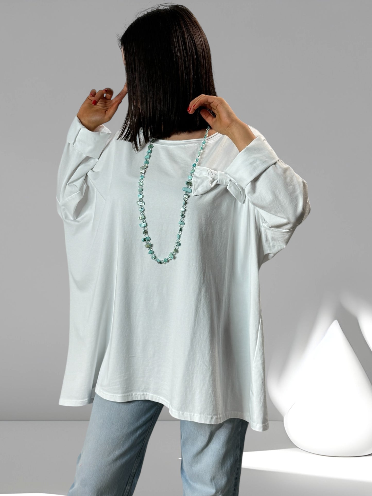 DELICE - T-SHIRT BLANC EN COTON OVERSIZE JUSQU'A LA TAILLE 52/54