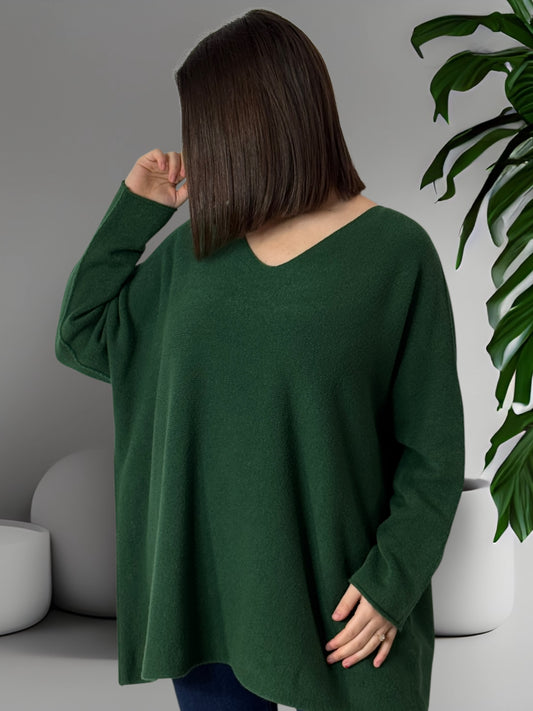 BONNY - PULL OVERSIZE VERT JUSQU'A LA TAILLE 54