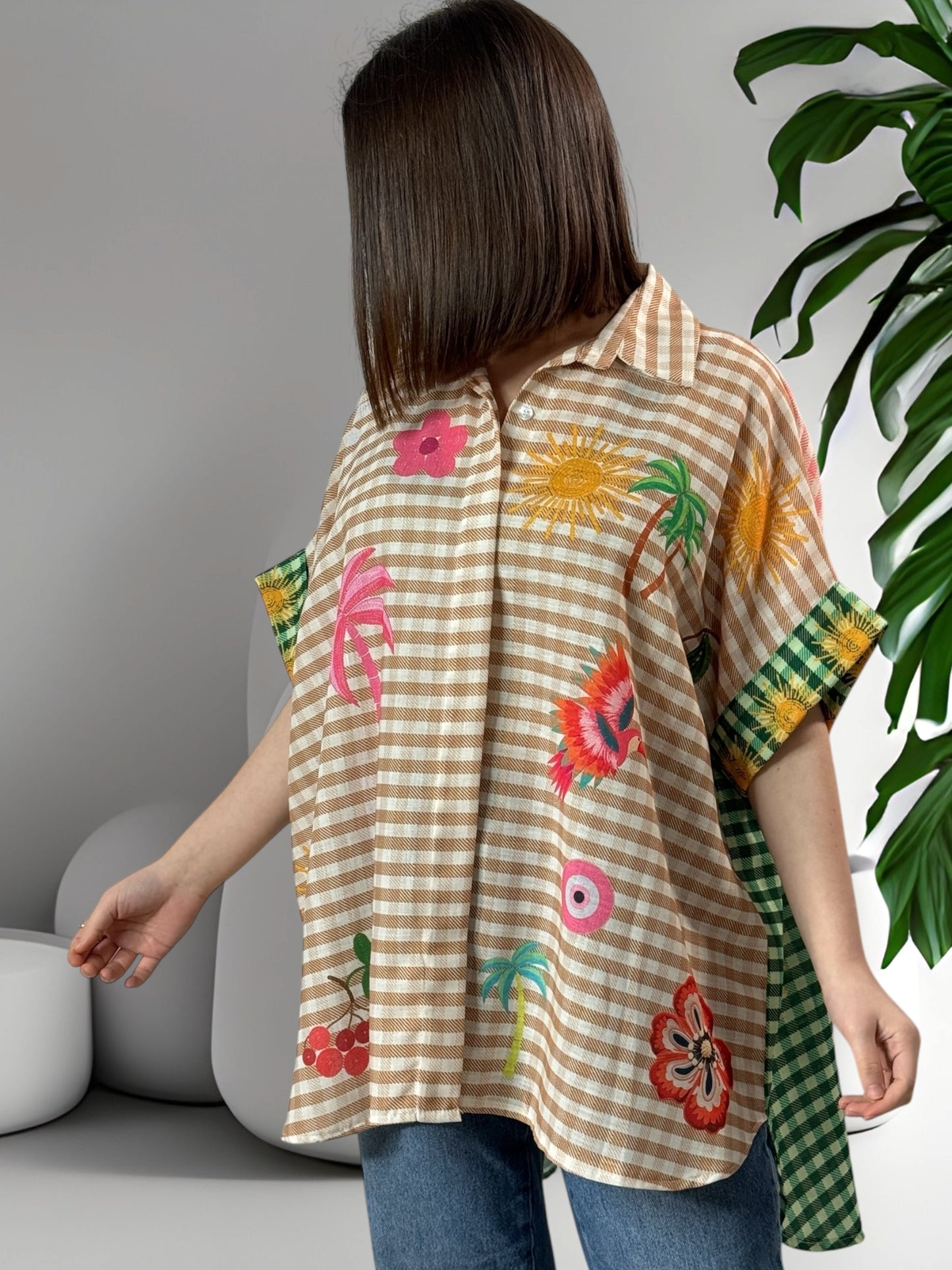 NATHY - CHEMISE OVERSIZE A MOTIF JUSQU'A LA TAILLE 56