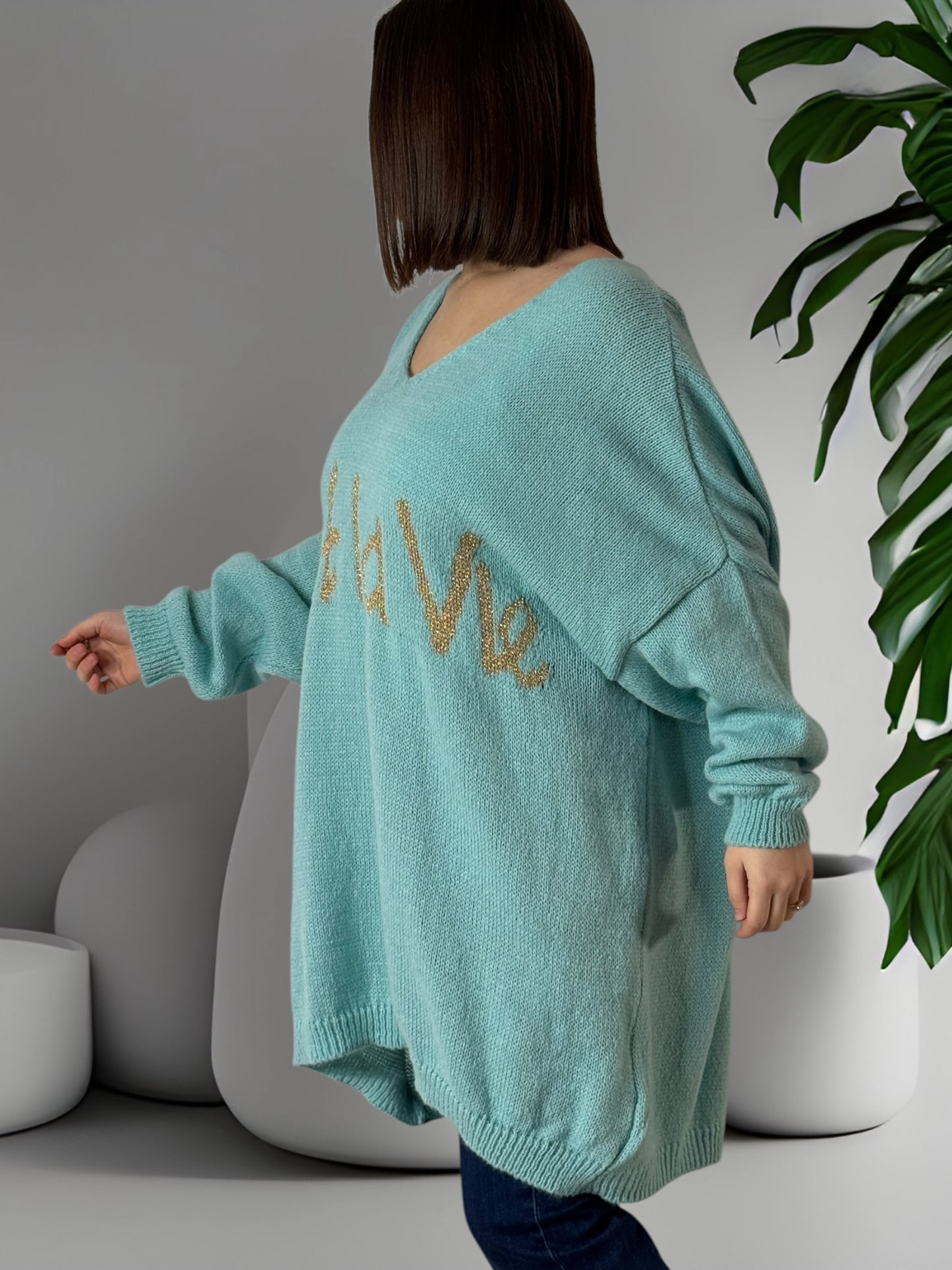 C'EST LA VIE - PULL OVERSIZE LAGON JUSQU'A LA TAILLE 56