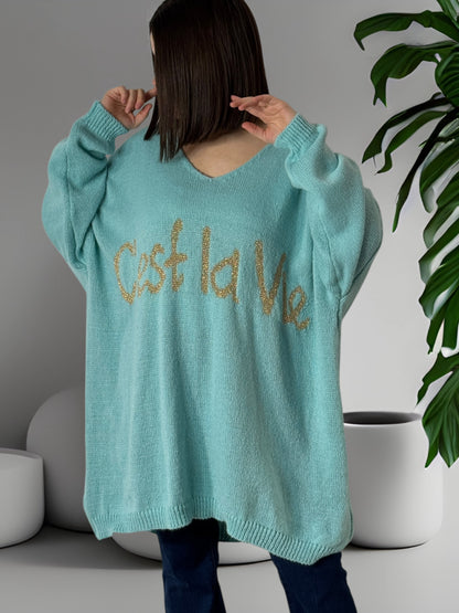 C'EST LA VIE - PULL OVERSIZE LAGON JUSQU'A LA TAILLE 56