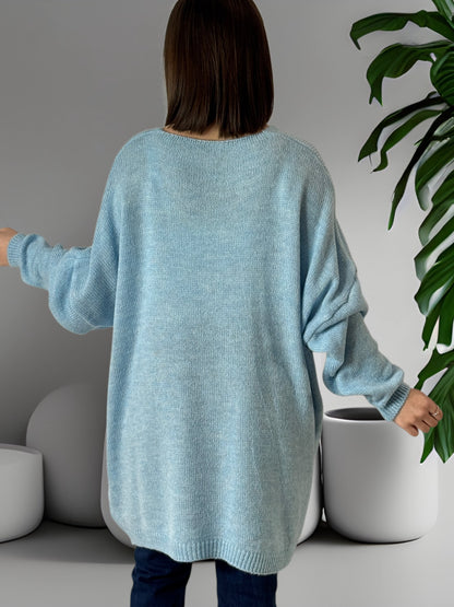 C'EST LA VIE - PULL OVERSIZE BLEU CIEL JUSQU'A LA TAILLE 56