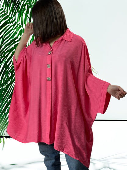 COCO - CHEMISE OVERSIZE ROSE JUSQU'A LA TAILLE 58