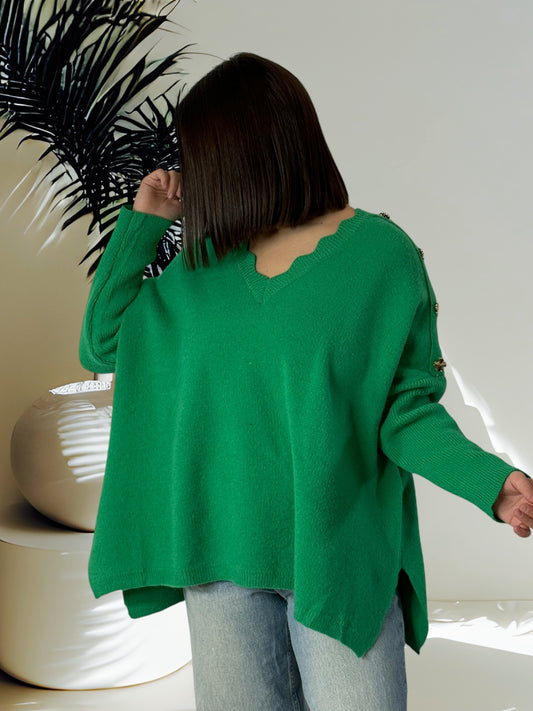 PENELOPE - PULL OVERSIZE VERT JUSQU'A LA TAILLE 50/52