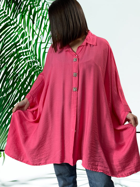 COCO - CHEMISE OVERSIZE ROSE JUSQU'A LA TAILLE 58