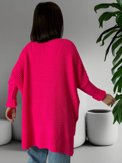 AMOUR GLOIRE BEAUTE - PULL OVERSIZE FUCHSIA JUSQU'A LA TAILLE 54