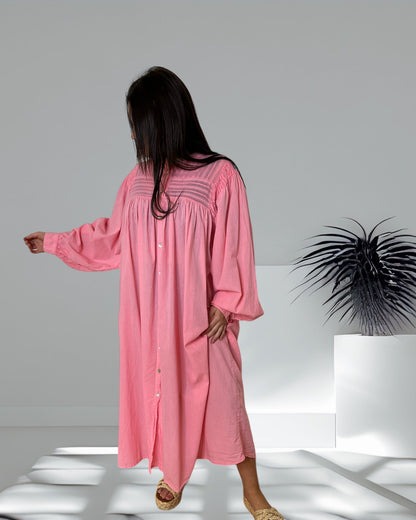 PRALINE - ROBE BOHEME ROSE JUSQU'A LA TAILLE 56/58